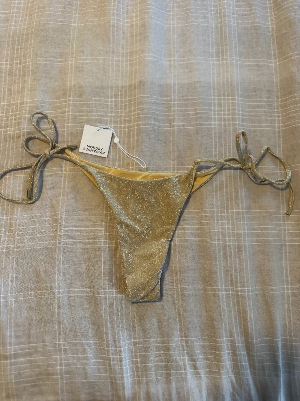 Monday Swimwear Palma Bottom in Shimmery Gold